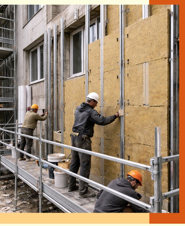 Утепление вентилируемого фасада в Бийске от 5817 руб/м2 — монтаж и утепление вентфасад | ТепломастерБск